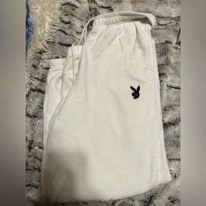 White Playboy sweatpants
